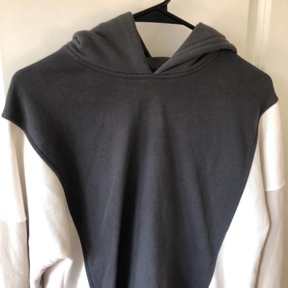 Abercrombie & Fitch Soft A&F Collection Color Block Hoodie size XS Gray Cream - Picture 2 of 13